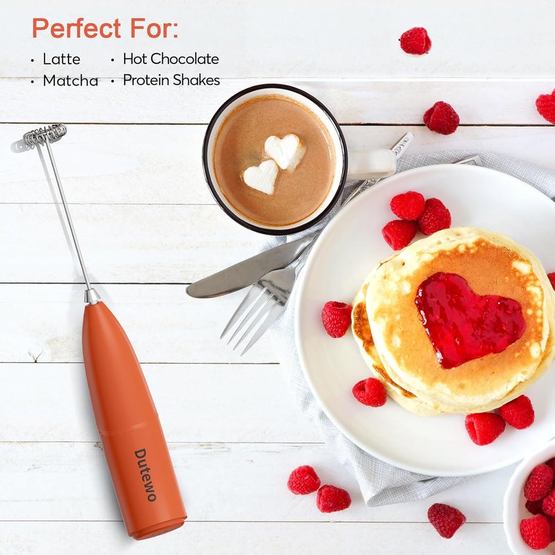Dutewo Hand Mixer Milk Frother for Coffee - Frother Handheld Foam Maker for Lattes, Electric whisk Drink Mixer Mini Foamer for Cappuccino, Frappe, Matcha, Hot Chocolate, Red 178C - Image 5